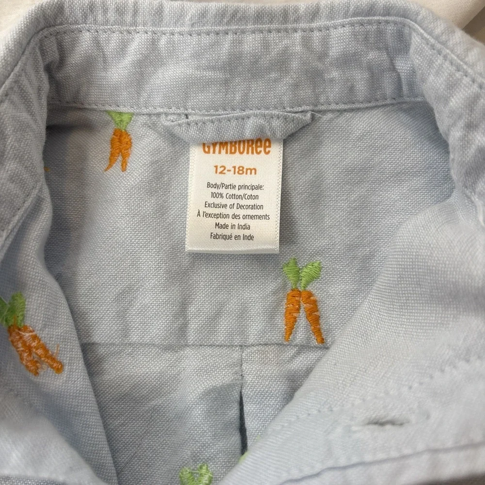 Gymboree Toddler Boy 12-18m Carrot Button Up Dress Shirt‎ Easter Holiday Spring